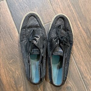 Sperry Black Textured Boat Shoes